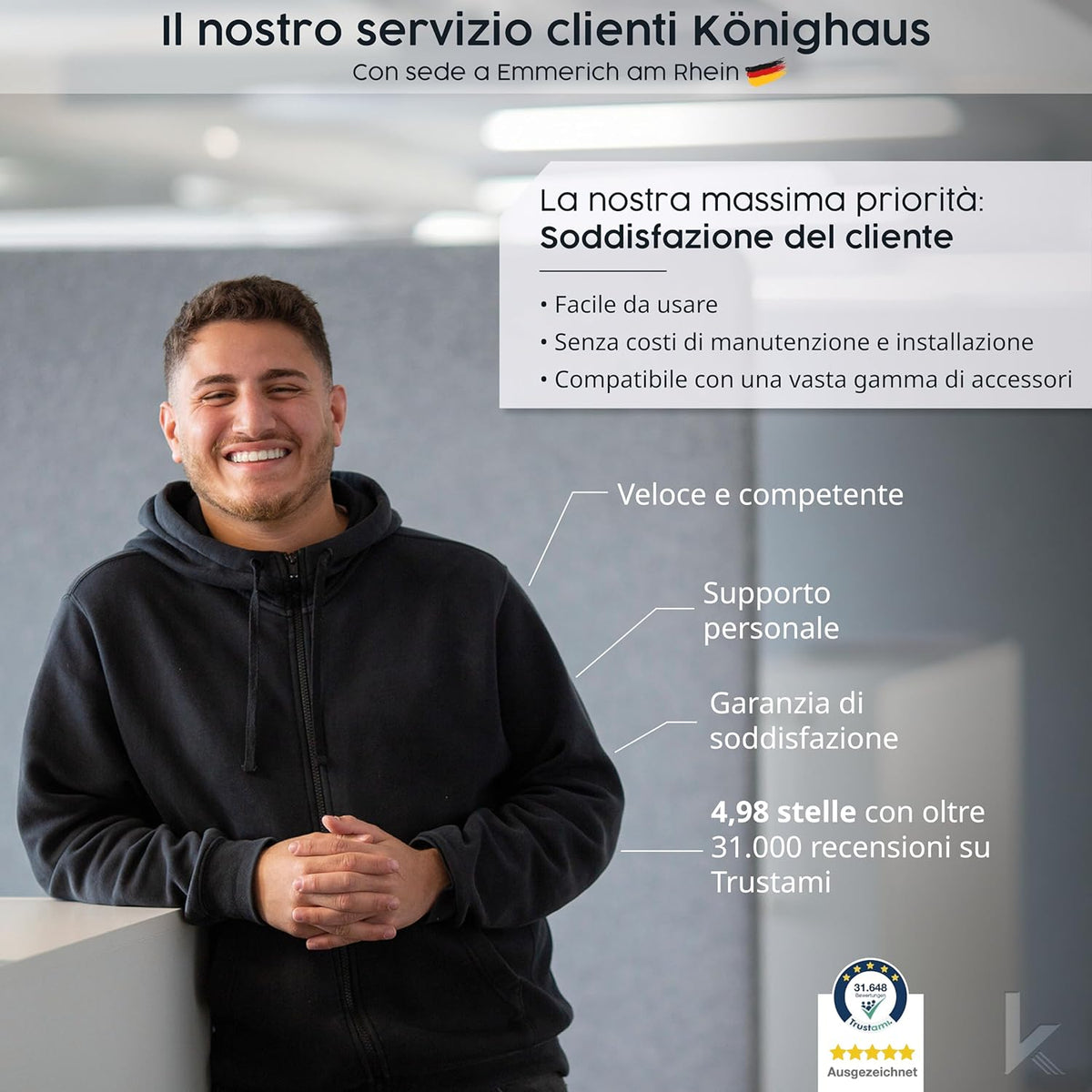 Könighaus Riscaldatore a infrarossi con foto & immagine personale – TÜV SÜD & 5 anni di garanzia – Made in Germany (caricate il vostro motivo) (1200W - cornice nera) - termostato incluso
