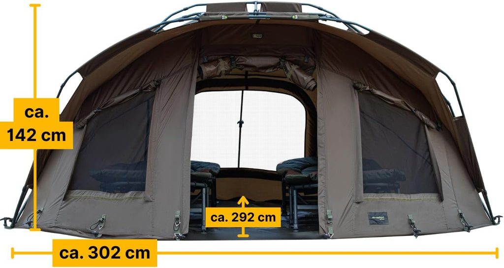 MK-Angelsport Fort Knox - Tenda da pesca per 2 persone, set completo con martello in gomma, tenda a cupola