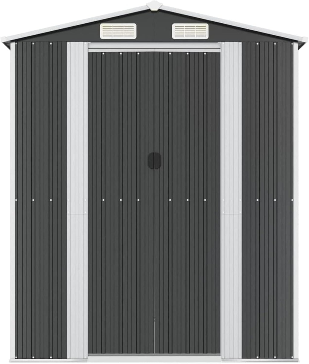 Casetta Attrezzi, Casetta da Giardino, Casetta Attrezzi Giardino, Capanno Attrezzi da Giardino, Capanno da Giardino Antracite 192x357x223 cm in Acciaio Zincato