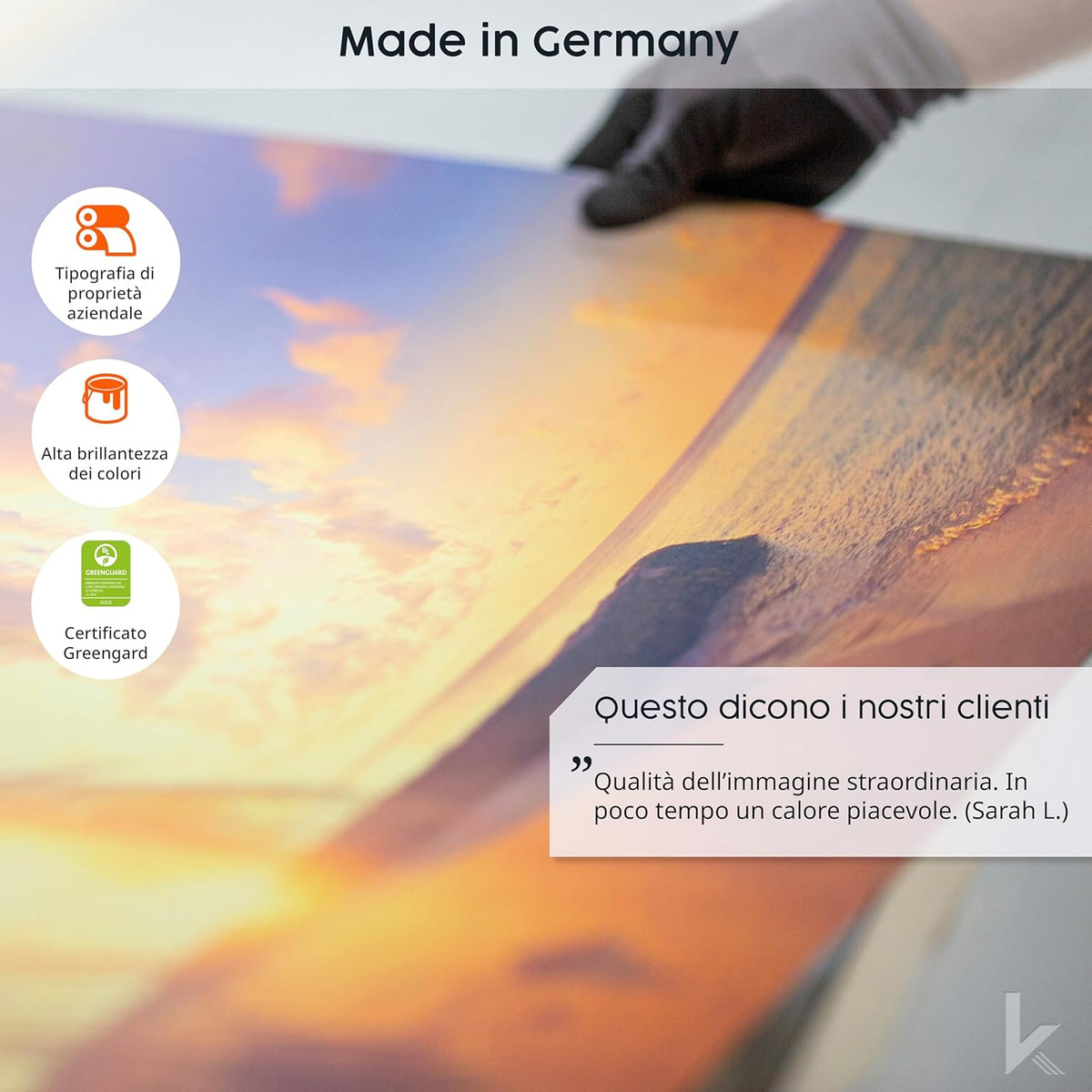 Könighaus Riscaldatore a infrarossi con foto & immagine personale – TÜV SÜD & 5 anni di garanzia – Made in Germany (caricate il vostro motivo) (1200W - cornice nera) - termostato incluso
