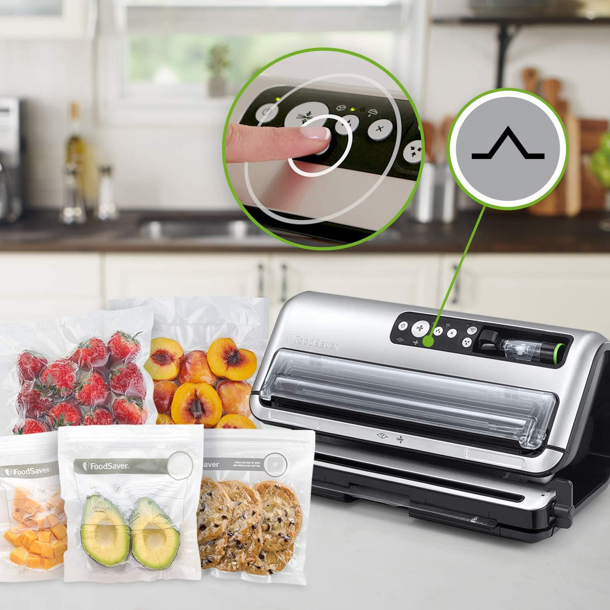 FoodSaver FFS006X macchina sottovuoto per alimenti secchi/umidi, portarotolo e taglierina,3 livelli aspirazione + sigillatura automatica,funzione marinatura,tubo per contenitori,accessori inclusi