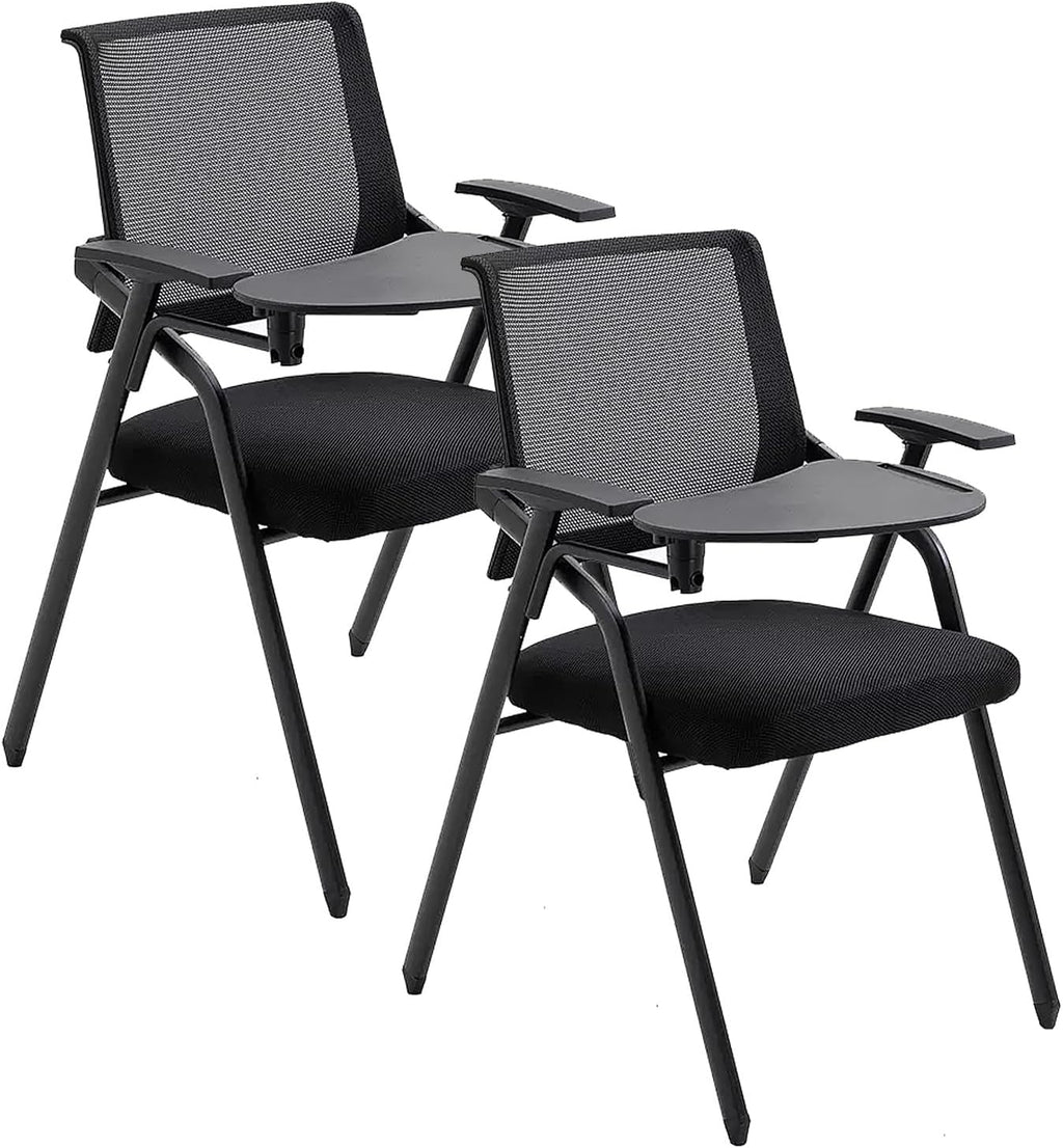 Sedia da Ufficio Pieghevole Portatile con Tavoletta per Scrivere, Sedia da Scrivania per Ufficio, Scuola, Casa, Sedia da Conferenza per più Persone, Sedia da Allenamento,Black-One Size