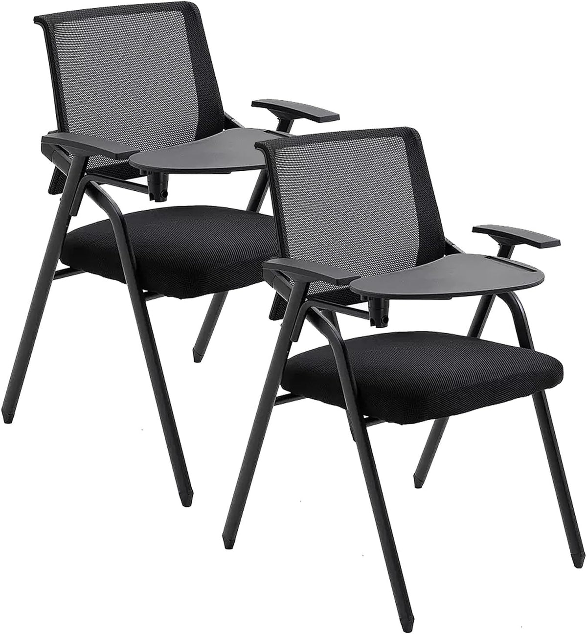 Sedia da Ufficio Pieghevole Portatile con Tavoletta per Scrivere, Sedia da Scrivania per Ufficio, Scuola, Casa, Sedia da Conferenza per più Persone, Sedia da Allenamento,Black-One Size