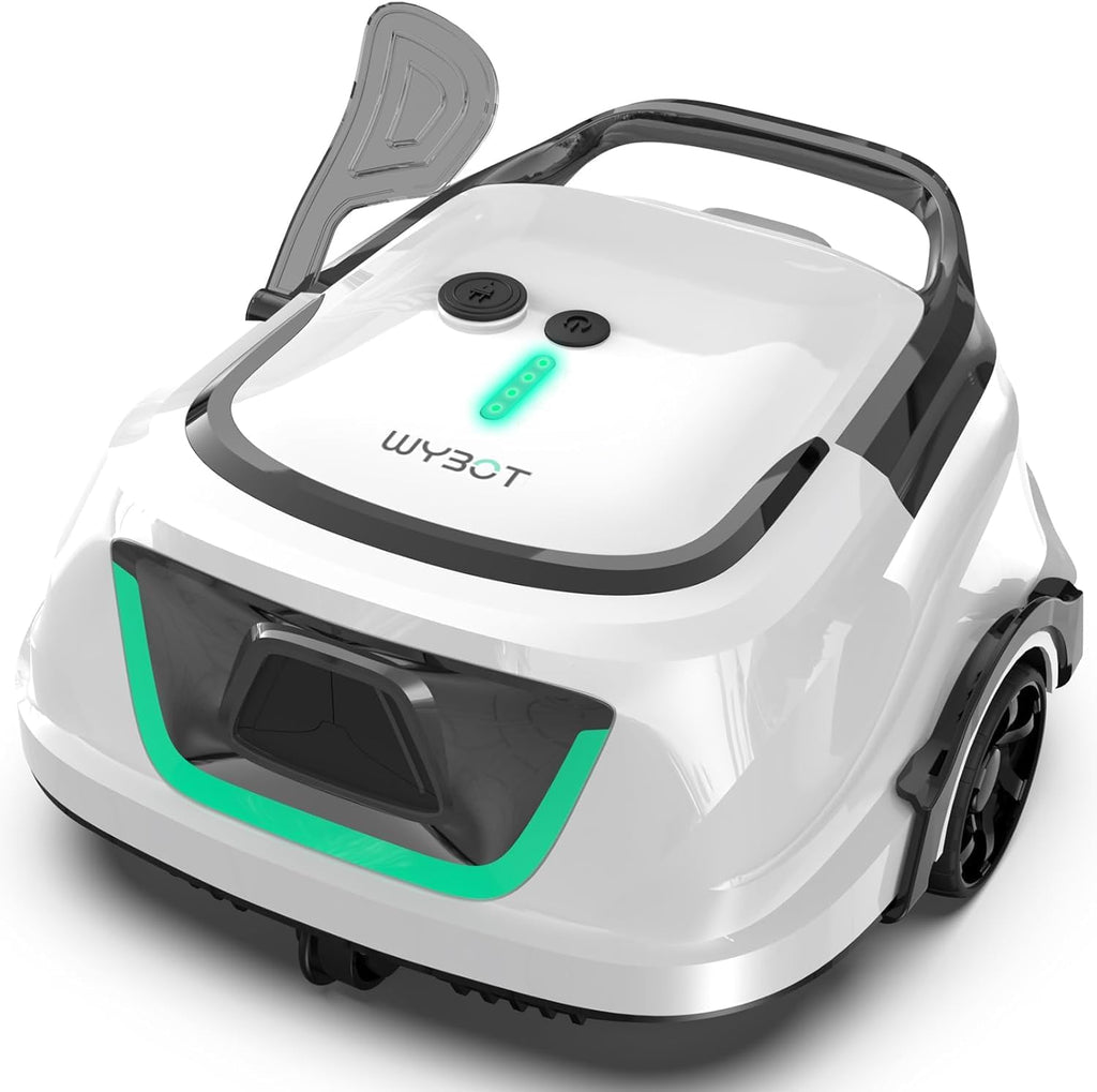 (Aggiornamento 2025)WYBOT A1 Robot Piscina, Autonomia 120 Min, Robot Piscina Senza Fili con Doppio Filtro per Piscine Fuori Terra Fino a 100 m²,2,5 Ore di Carica Completa Veloce(Verde Bianco Perlato)