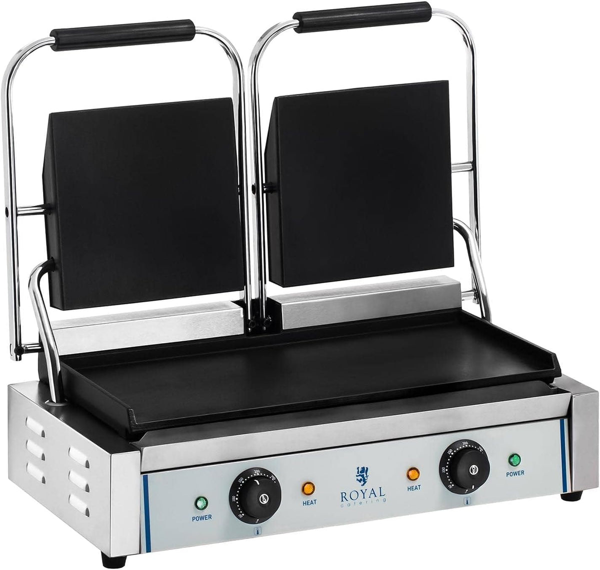 Royal Catering - Piastra Panini Doppia Liscia (2 x 1800 W) Ghisa smaltata