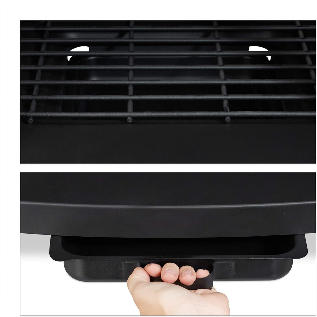 Relaxdays Forno da Terrazzo con Grill, Braciere con Parascintille, Attizzatoio, Massiccio, Acciaio, 110x63x51 cm, Nero
