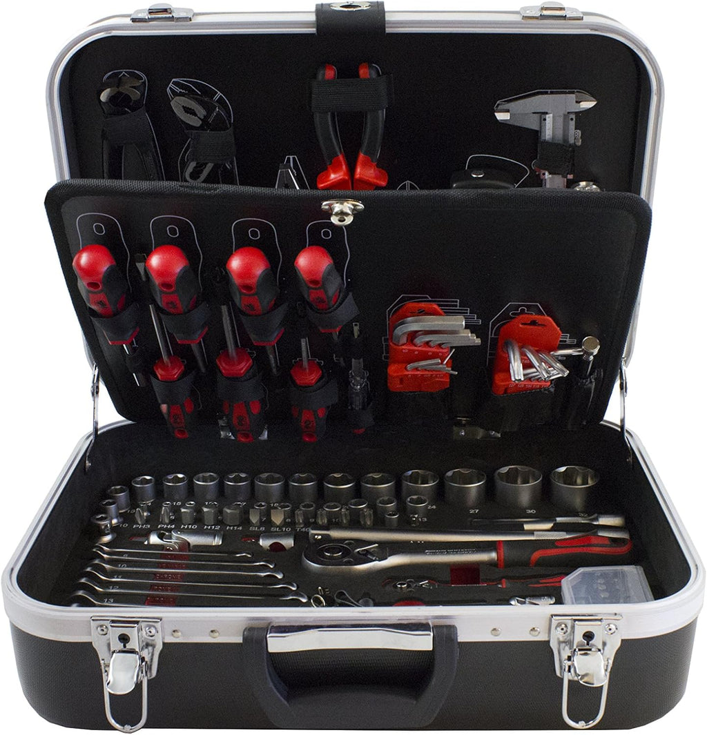 LTI By Krino 64230303 - Set Multiutensili con Bussole e Accessori e Utensili Manuali in Valigetta Professionale, Antiurto - 153 Pezzi