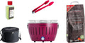 LotusGrill Small Compact G280 Modello più Piccolo, griglia a Carbone a Bassa Emissione di Fumo Viola, 1 kg di Carbone, 200 ml di Pasta combustibile, 1 Coltello e 1 Borsa, connessione USB