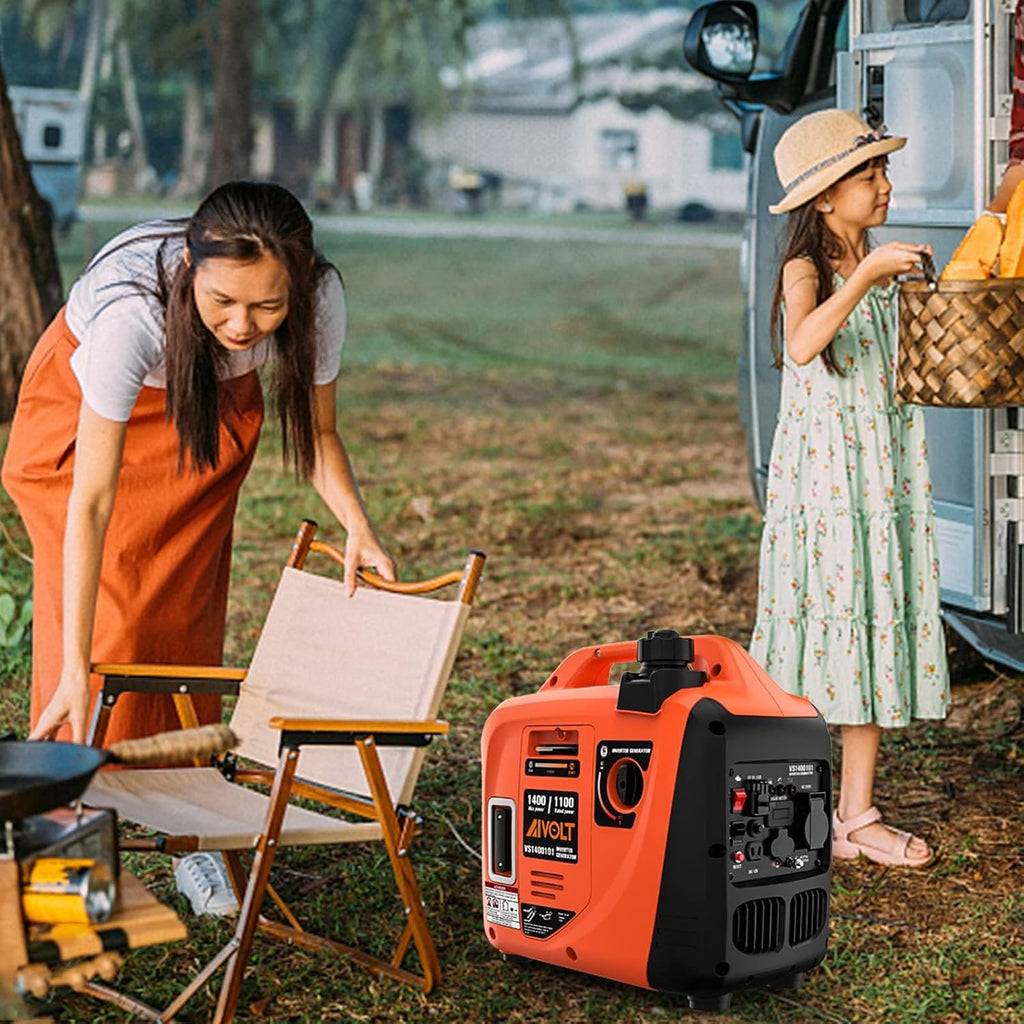 AIVOLT Generatore Inverter 1400 Watt generatore di corrente silenziato gruppo elettrogeno emergenza a benzina silenzioso per campeggio, festival e uso domestico con 2 prese USB, 12V DC e 230 V AC