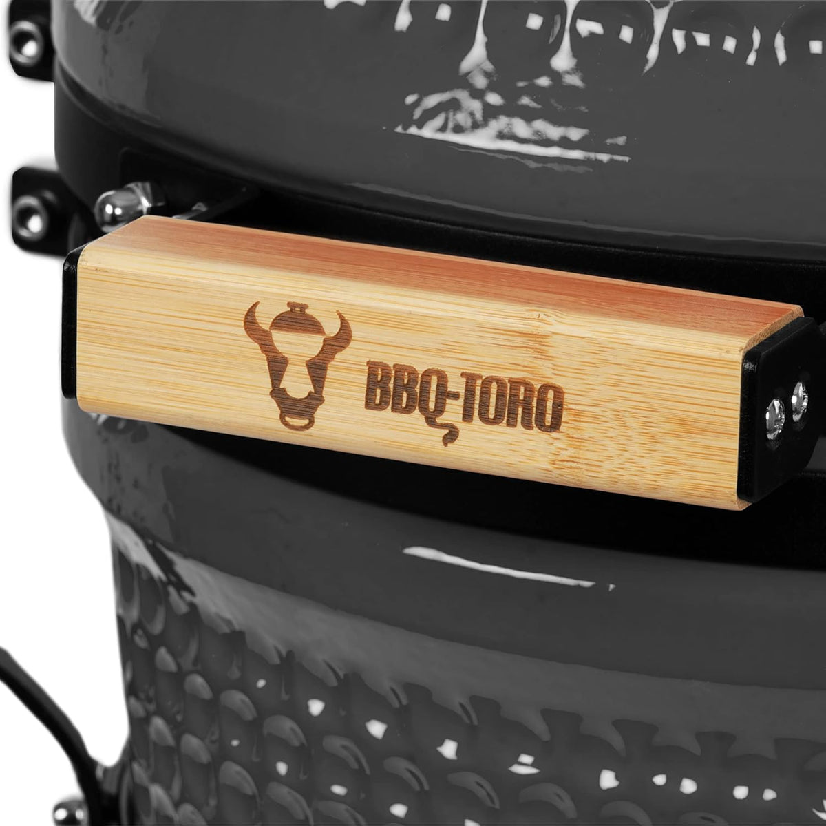Griglia Kamado BBQ-Toro a carbonella Haiiro Ø 32 cm con termometro, manico in legno | Grigio | Griglia Kamado in ceramica, mini griglia a carbonella