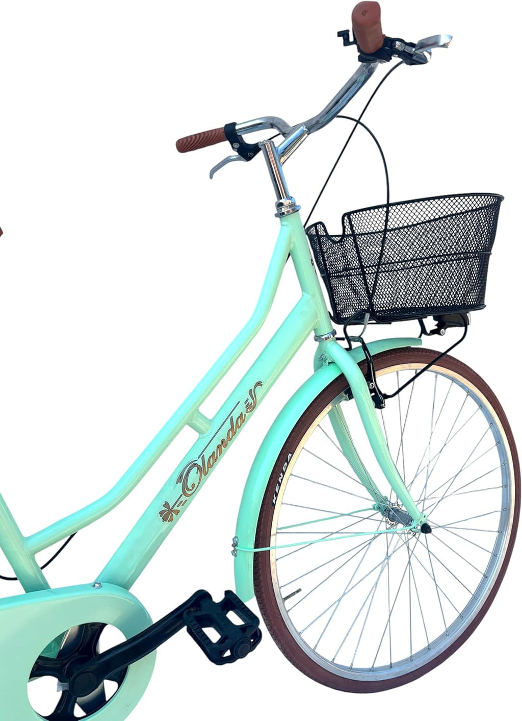 Bicicletta Donna da Passeggio Olanda Misura 26 Bici da città Vintage retrò con Cestino Turchese