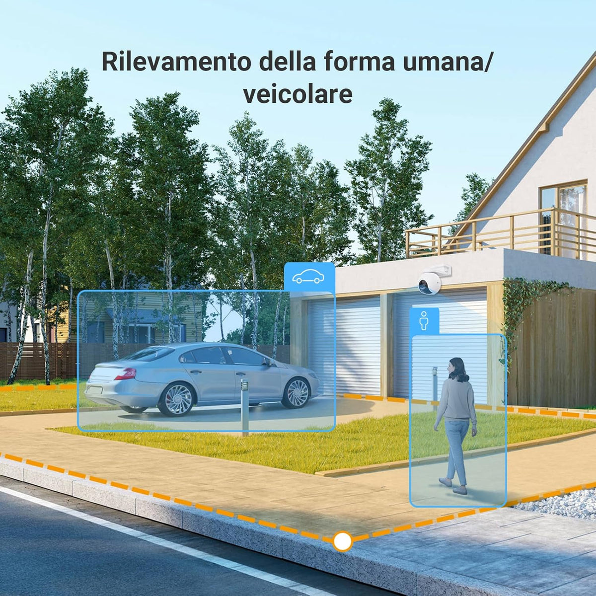 EZVIZ 8MP Telecamera WiFi Senza Fili per Esterni con Pannello Solare da 5W, Rilevamento di Persone/Veicoli, Telecamera Solare per Esterni a 360°, Modalità AOV, Difesa Attiva, CB8 Pro 4K Kit