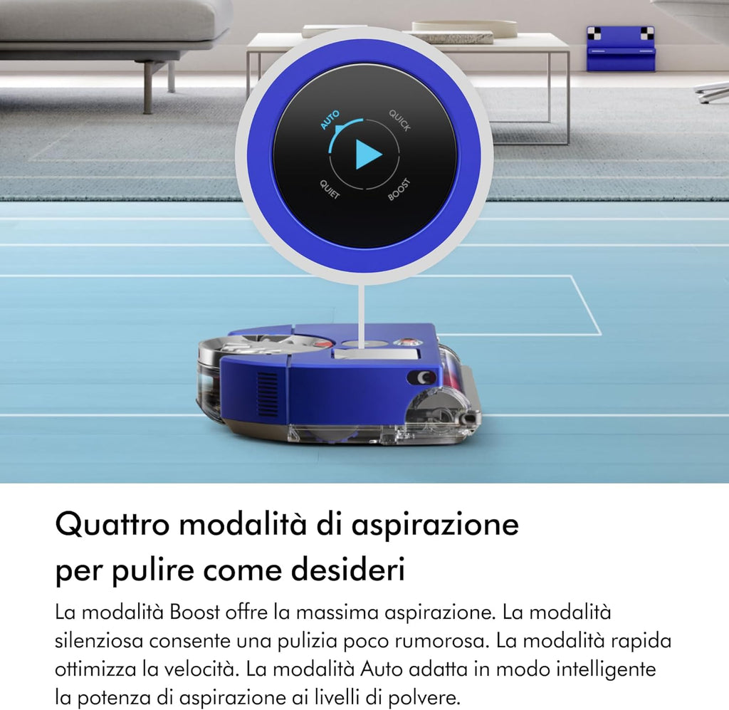 Dyson 360 Vis Nav™ robot aspirapolvere, spazzola a larghezza completa, progettato per tutti i tipi di pavimento (Blu/Nichel)