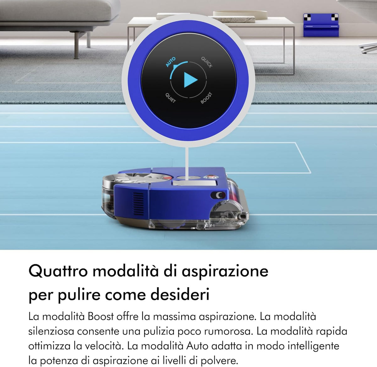 Dyson 360 Vis Nav™ robot aspirapolvere, spazzola a larghezza completa, progettato per tutti i tipi di pavimento (Blu/Nichel)