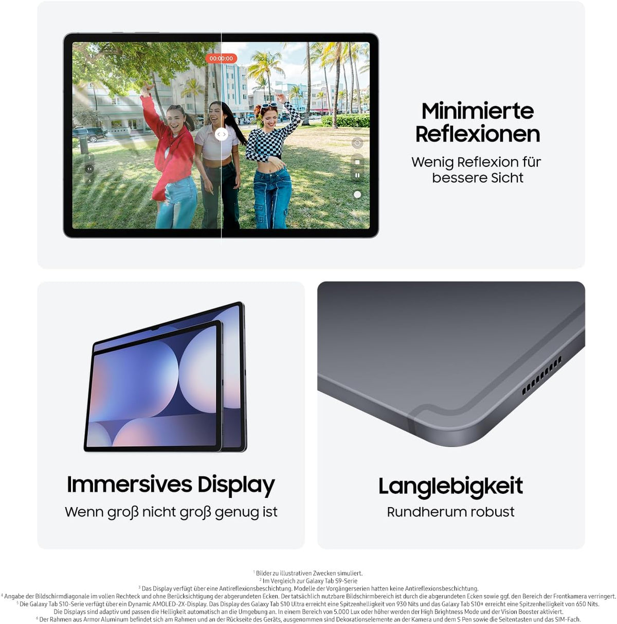 Tab S10+ AI Tablet, Android Tablet, 12 GB RAM, 512 GB di memoria, display AMOLED, rivestimento antiriflesso, incl. S Pen, WiFi, Moonstone Gray, 36 mesi di garanzia