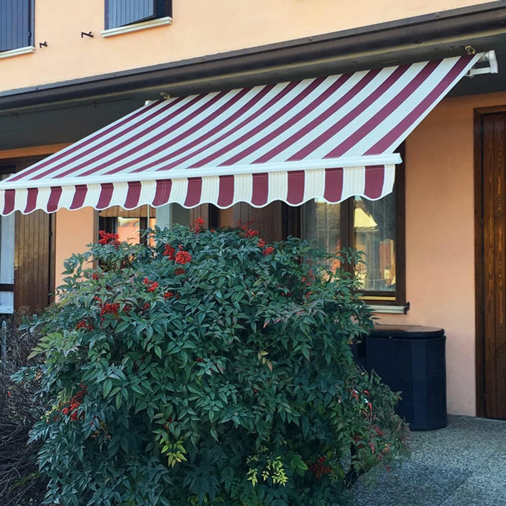 VERDELOOK Itaca Fixed Tilt Roller Awning, Width 3 m and 2 m Overhang, Beige and Burgundy