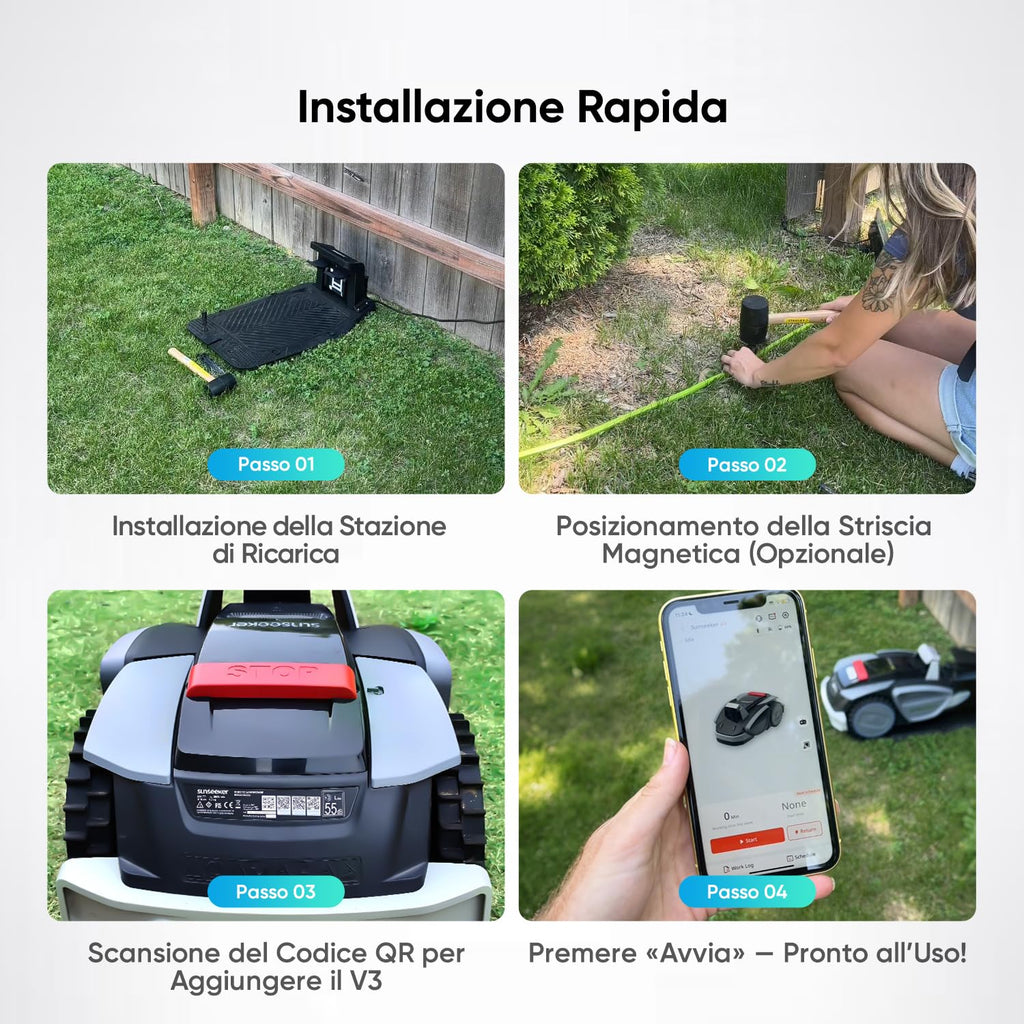 Sunseeker V3 Robot Tagliaerba Senza Filo Perimetrale 600 m², Vision AI, Doppio Occhio, Pendenza 42%, Controllo Tramite APP, Tagliaerba con Un Solo Clic