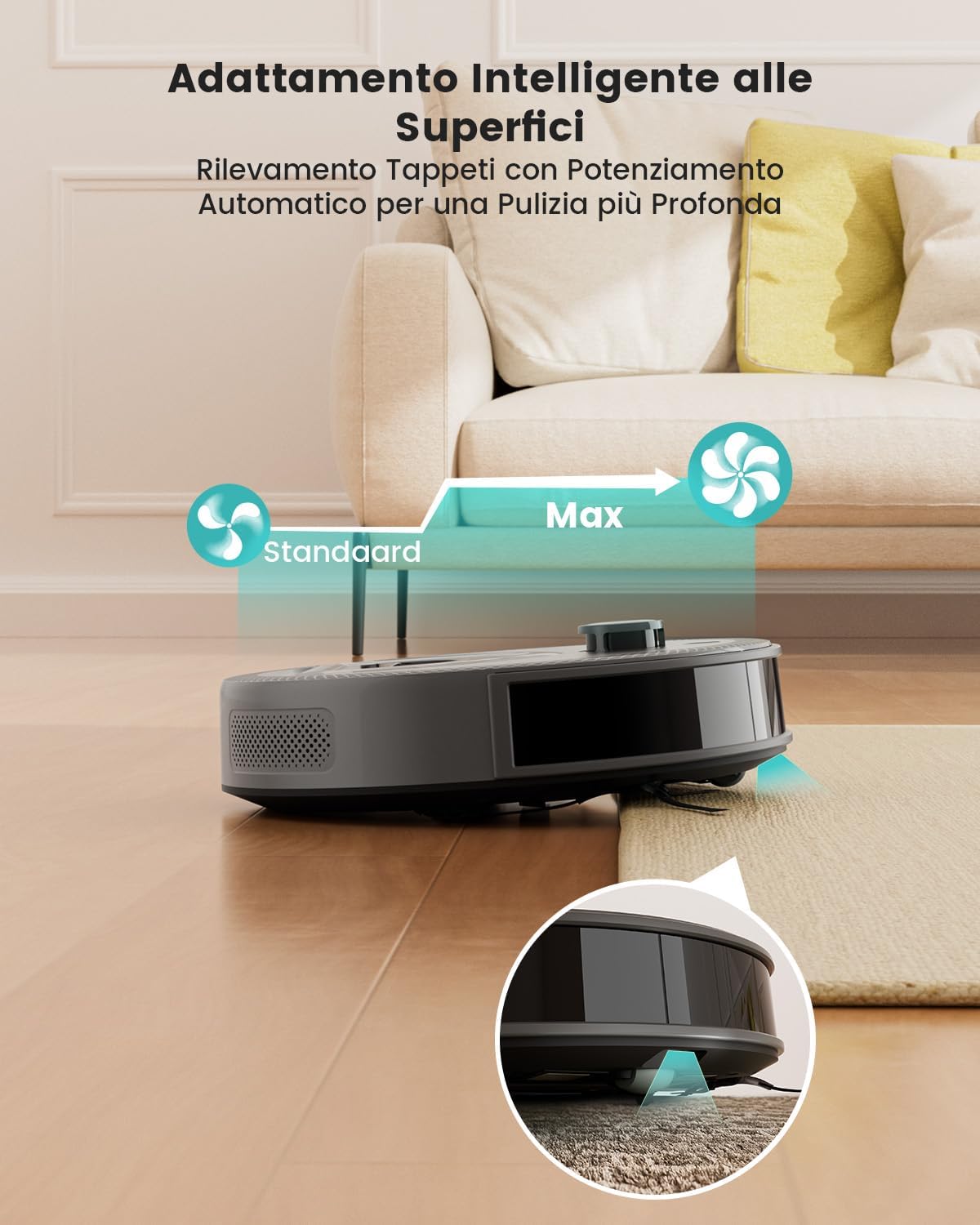 LEFANT M330Pro Robot Aspirapolvere Lavapavimenti con Mappatura Laser dToF, 5000Pa, Evitamento Ostacoli PSD, 150 Minuti, Zona Vietata, App/WiFi/Alexa, Ideale per Animali, Pavimenti Duri, Grigio