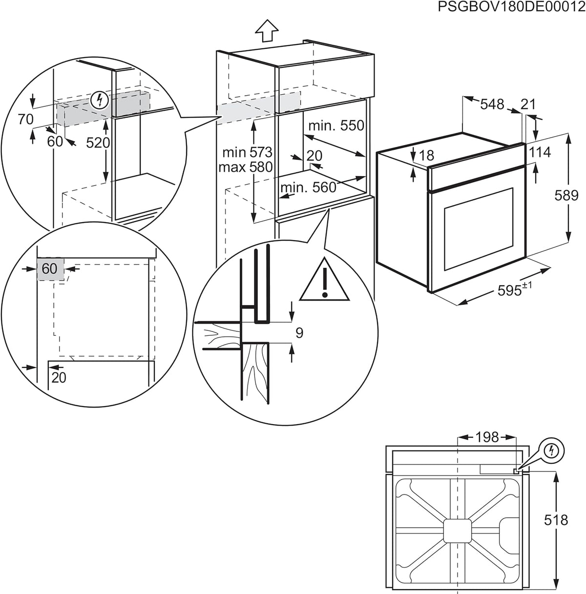 Electrolux Serie 600 Forno Elettrico da Incasso a Vapore Multifunzione, Capacità 72 L, EOD5H40X, Classe A, Ventilato Cottura e Pulizia a Vapore Potenza, 589x596x569 mm, Acciaio Inox