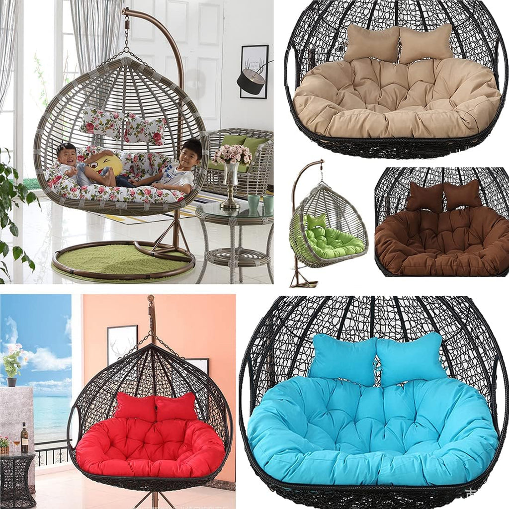 Sedia doppia sospesa con cuscino morbido e profondo, resistente, per 2 persone, completamente imbottita, confortevole per il relax in giardino con cinghie