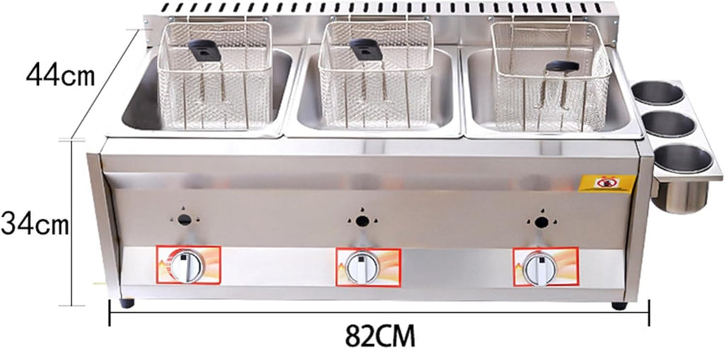 Friggitrice commerciale a gas GPL, doppio serbatoio, con cestello da 10 l x 2/3 e coperchio, in acciaio inox, grande capacità, propano GPL, con tubo in metallo, per patatine fritte, casa, cucina,