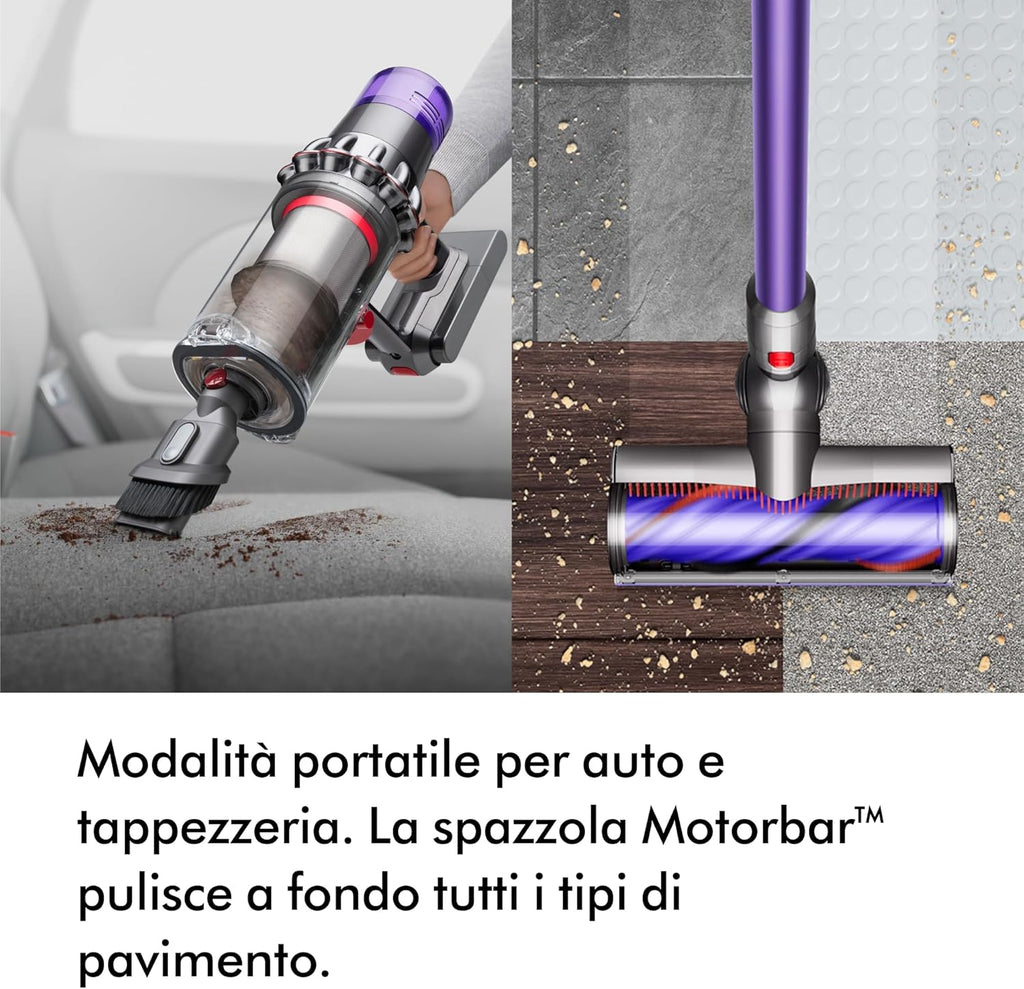 Dyson V11™ Advanced aspirapolvere senza filo, 200 Airwatt, autonomia 60 minuti, tecnologia anti-groviglio, aspirapolvere per pavimenti e portatile (Nichel/Viola)