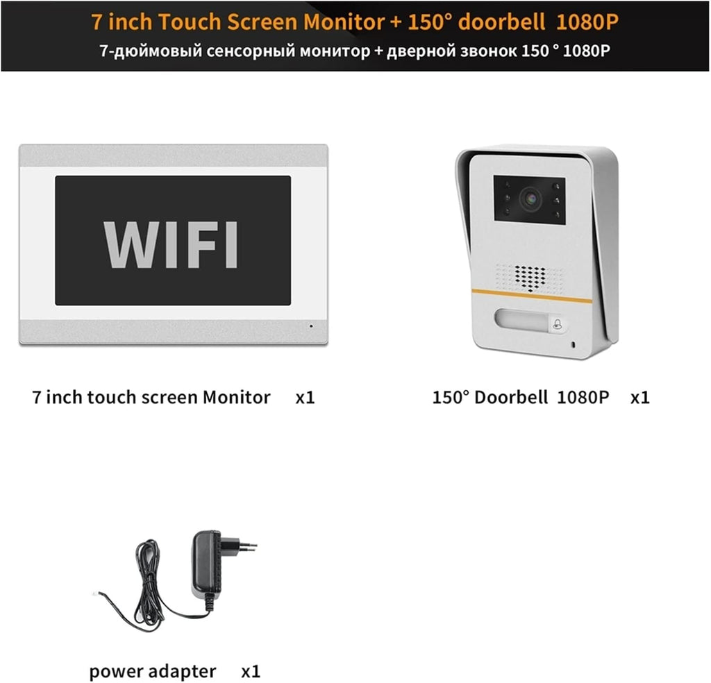Video Doorbell, Videocitofono for appartamento a 2 fili Touch screen da 7 pollici 1080P Tuya Smart Campanello Talk Record