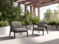 Set di 2 poltrone da giardino con struttura in alluminio e cuscini grigi 72x78x85 cm - grigio - stile moderno