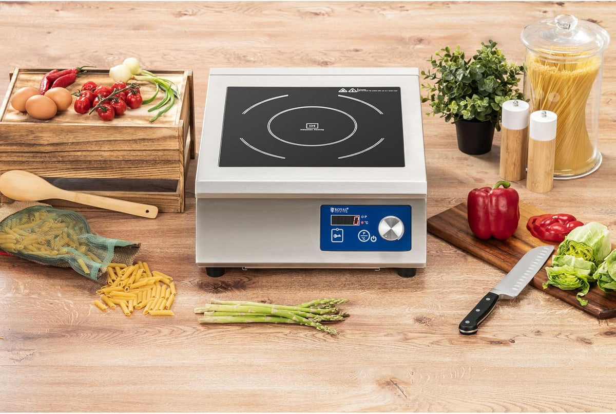 Royal Catering Piastra A Induzione Fornello Piano Induzione Portatile RCIC-5000 (Da 60 a 240 °C, 5000 W, 33 cm)
